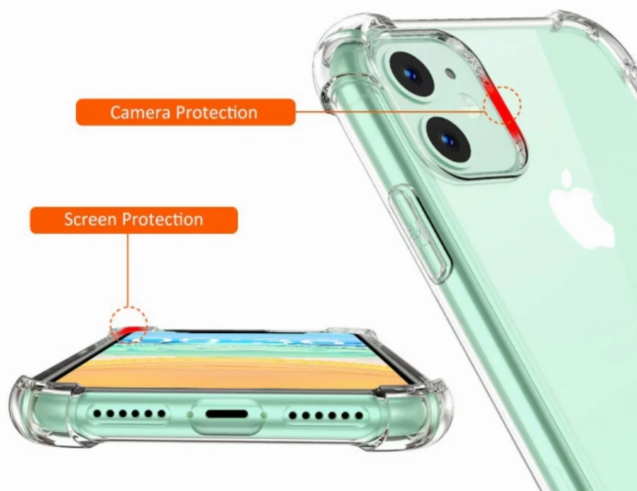 Apple iPhone 11 Kılıf Köşe Korumalı Airbag Şeffaf Silikon Anti-Shock