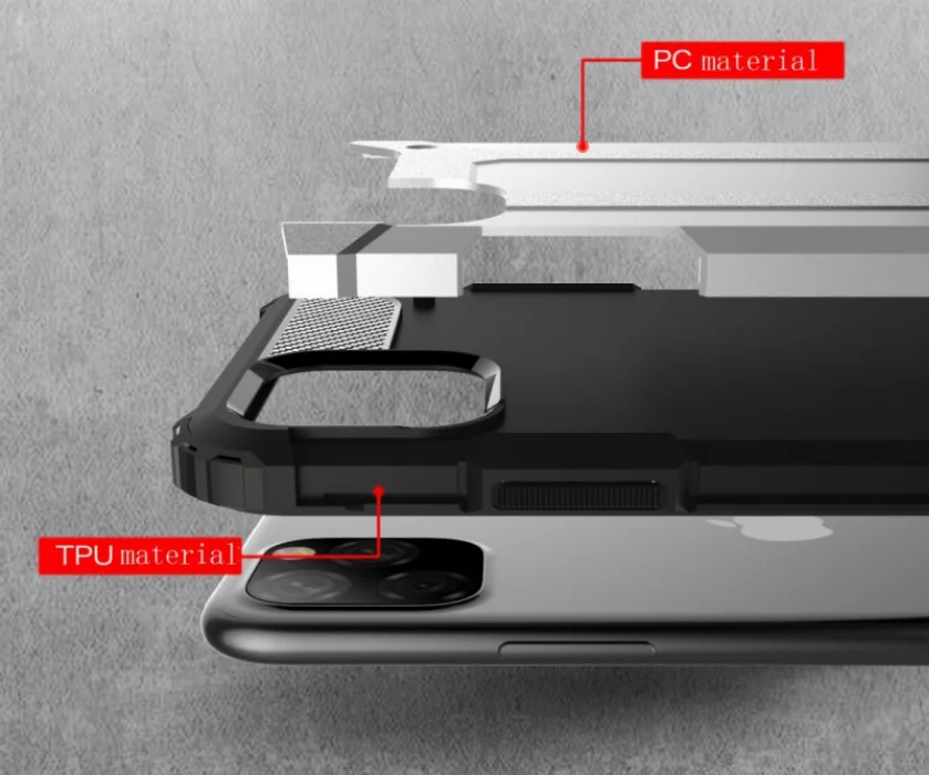 Apple iPhone 11 Kılıf Zırhlı Tank Crash Silikon Kapak - Siyah