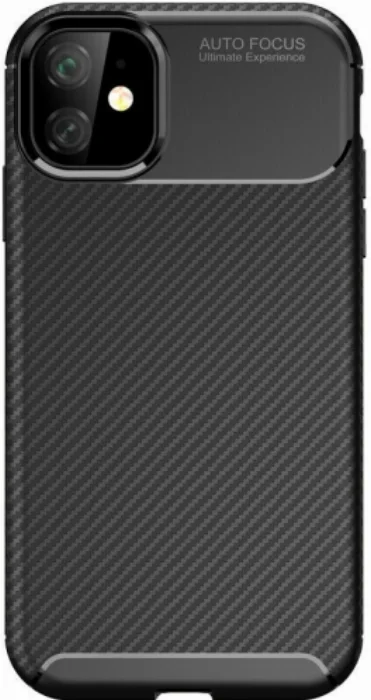 Apple iPhone 11 Kılıf Karbon Serisi Mat Fiber Silikon Negro Kapak - Siyah