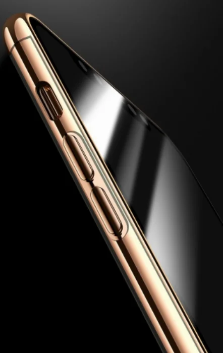 Apple iPhone 11 Pro Kılıf Renkli Köşeli Lazer Şeffaf Esnek Silikon - Gold