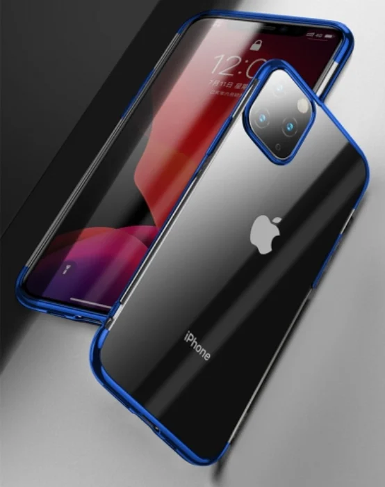 Apple iPhone 11 Pro Kılıf Renkli Köşeli Lazer Şeffaf Esnek Silikon - Siyah