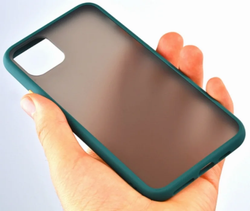 Apple iPhone 11 Pro Max Kılıf Exlusive Arkası Mat Tam Koruma Darbe Emici - Yeşil