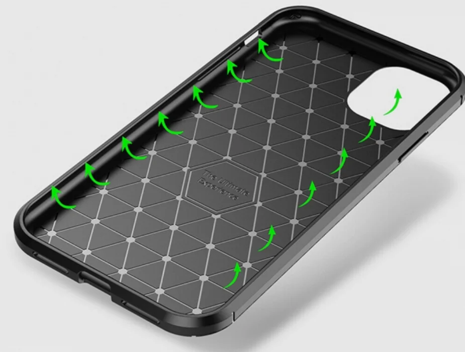 Apple iPhone 11 Pro Max Kılıf Karbon Serisi Mat Fiber Silikon Negro Kapak - Lacivert