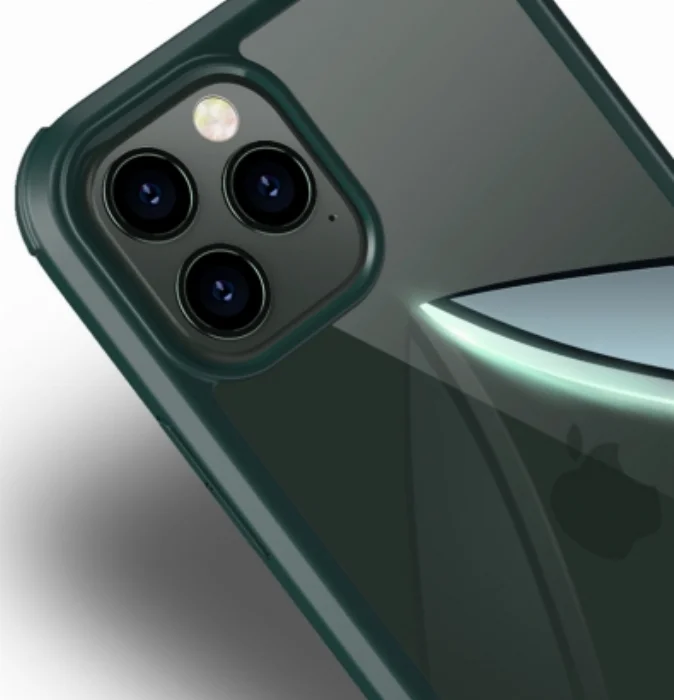 Apple iPhone 11 Pro Max Kılıf Ön ve Arkası Camlı 360 Tam Koruma Silikon Kapak - Siyah