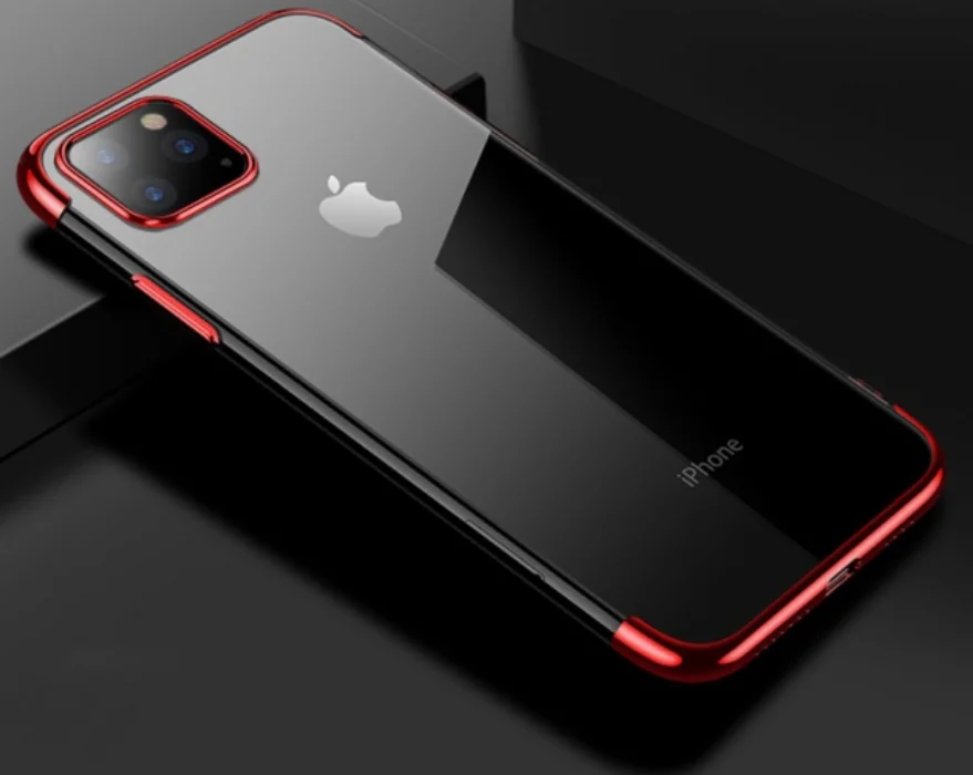 Apple iPhone 11 Pro Max Kılıf Renkli Köşeli Lazer Şeffaf Esnek Silikon - Gümüş