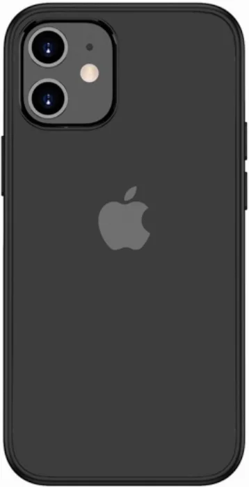 Apple iPhone 12 (6.1) Kılıf Arkası Cam Kenarları Silikon Hom Kapak - Siyah