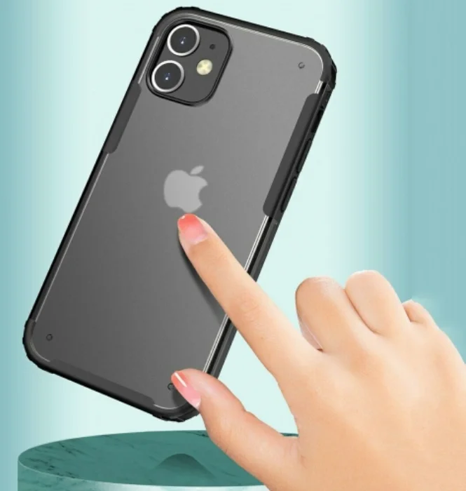 Apple iPhone 12 Mini (5.4) Kılıf Volks Serisi Kenarları Silikon Arkası Şeffaf Sert Kapak - Yeşil