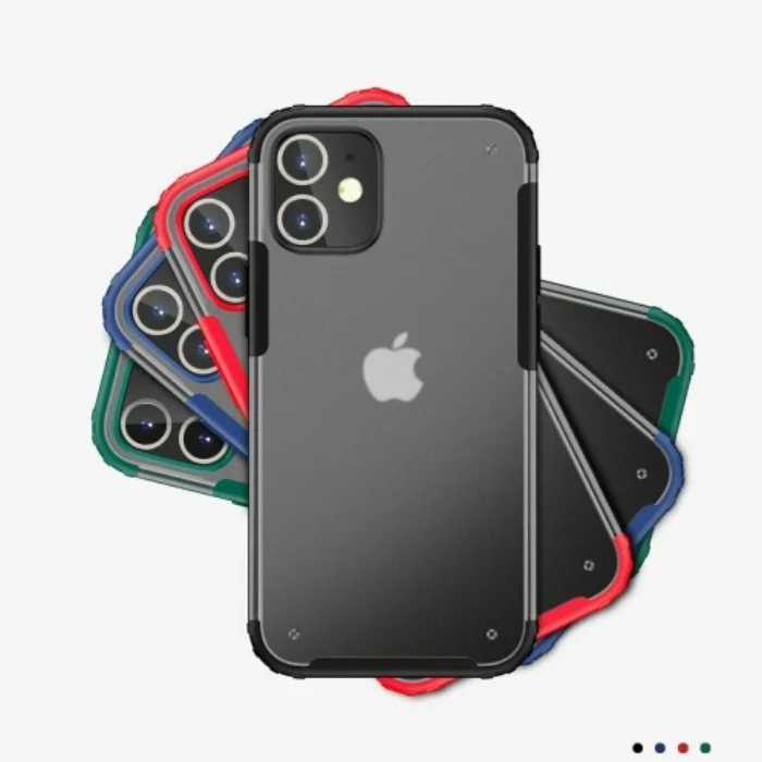 Apple iPhone 12 Mini (5.4) Kılıf Volks Serisi Kenarları Silikon Arkası Şeffaf Sert Kapak - Yeşil