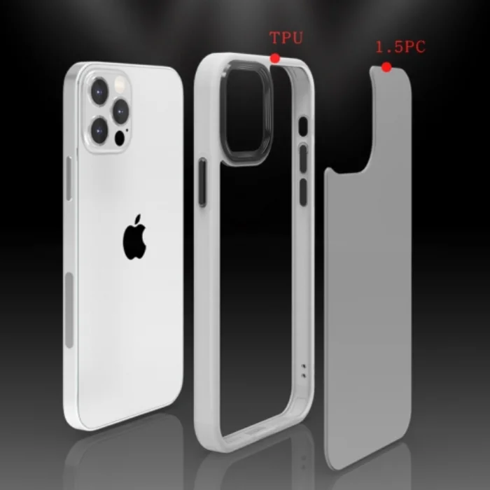 Apple iPhone 12 Pro (6.1) Kılıf Silikon Arkası Şeffaf CANN Kapak - Beyaz