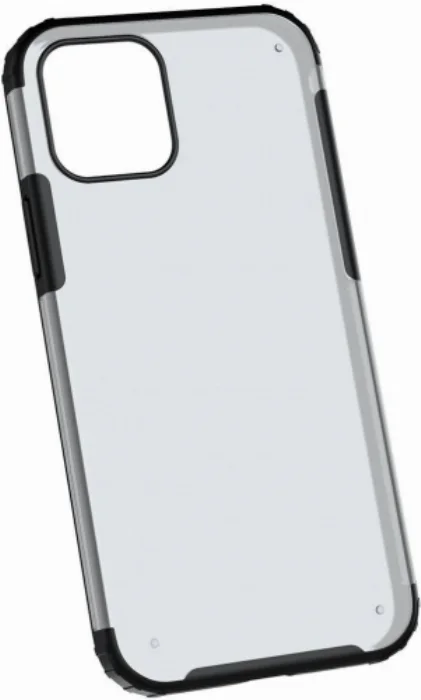 Apple iPhone 12 Pro (6.1) Kılıf Volks Serisi Kenarları Silikon Arkası Şeffaf Sert Kapak - Siyah