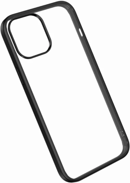 Apple iPhone 12 Pro Max (6.7) Kılıf Arkası Cam Kenarları Silikon Hom Kapak - Siyah