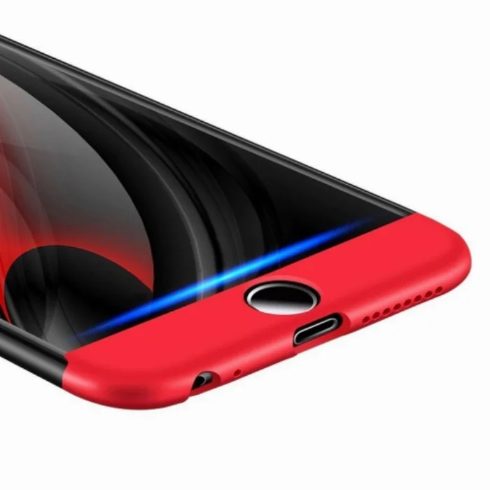 Apple iPhone 6 Plus / 6s Plus Kılıf 3 Parçalı 360 Tam Korumalı Rubber AYS Kapak  - Kırmızı