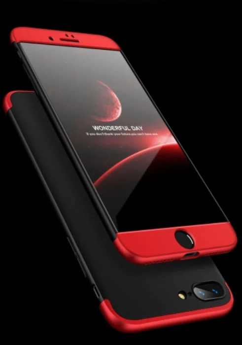 Apple iPhone 7 Plus Kılıf 3 Parçalı 360 Tam Korumalı Rubber AYS Kapak  - Kırmızı