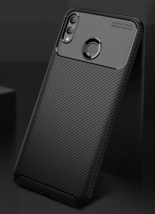 Huawei Honor 10 Lite Kılıf Karbon Serisi Mat Fiber Silikon Negro Kapak - Kahve