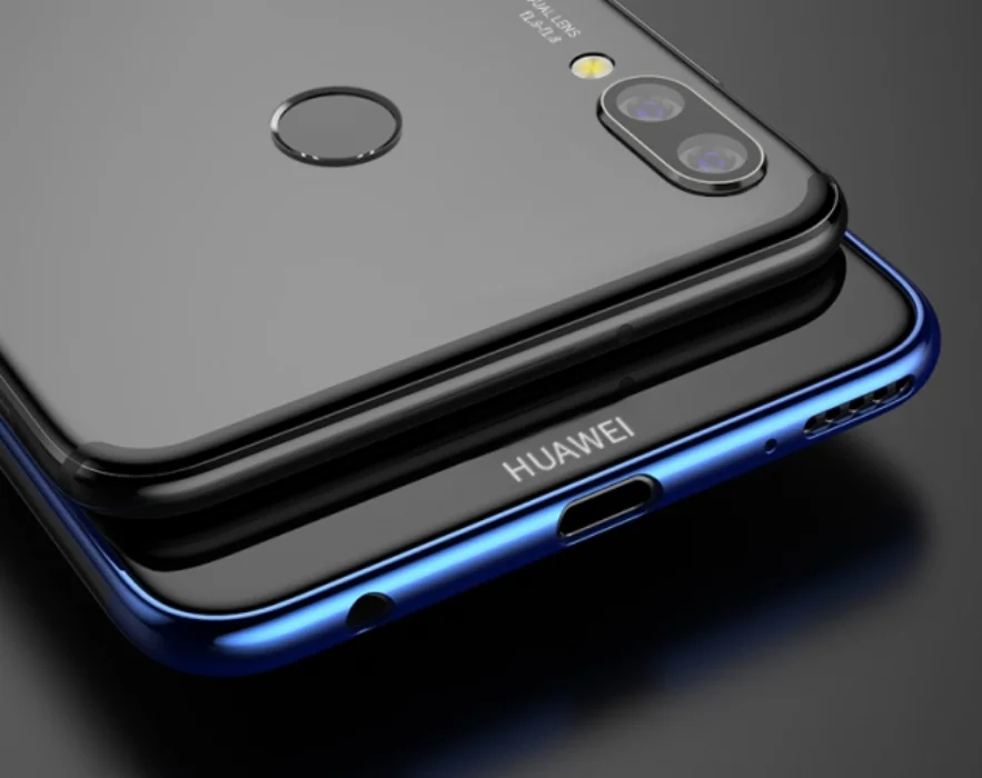 Huawei Honor 10 Lite Kılıf Renkli Köşeli Lazer Şeffaf Esnek Silikon - Gold