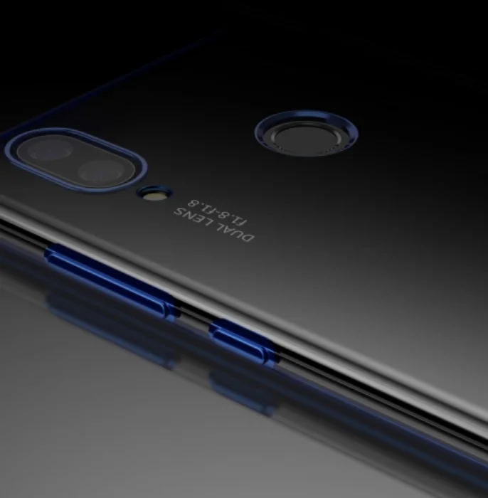 Huawei Honor 10 Lite Kılıf Renkli Köşeli Lazer Şeffaf Esnek Silikon - Siyah