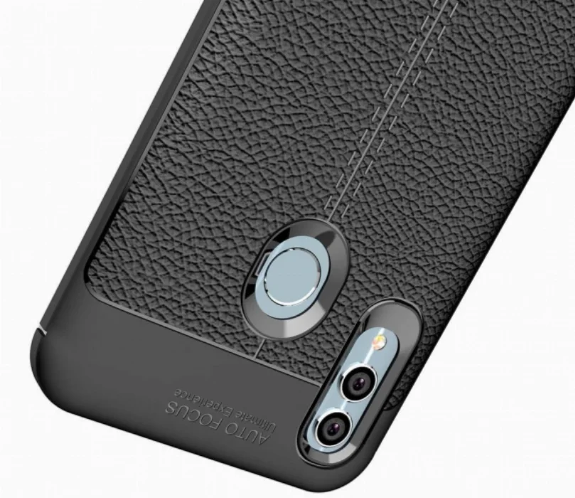 Huawei Honor 10 Lite Kılıf Deri Görünümlü Parmak İzi Bırakmaz Niss Silikon - Gri