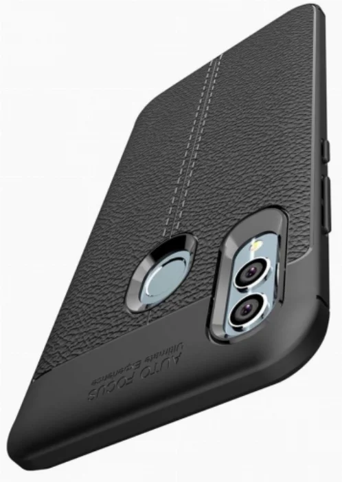 Huawei Honor 10 Lite Kılıf Deri Görünümlü Parmak İzi Bırakmaz Niss Silikon - Siyah