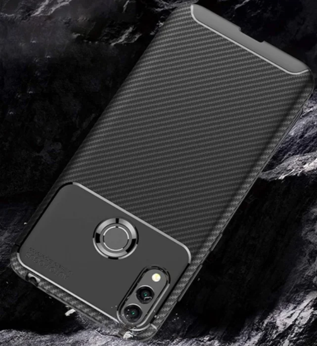 Huawei Honor 8c Kılıf Karbon Serisi Mat Fiber Silikon Negro Kapak - Lacivert