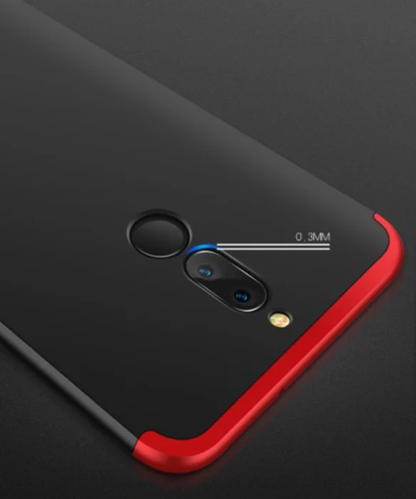 Huawei Mate 10 Lite Kılıf 3 Parçalı 360 Tam Korumalı Rubber AYS Kapak  - Kırmızı - Siyah