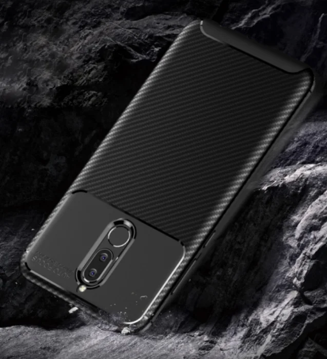 Huawei Mate 10 Lite Kılıf Karbon Serisi Mat Fiber Silikon Negro Kapak - Siyah