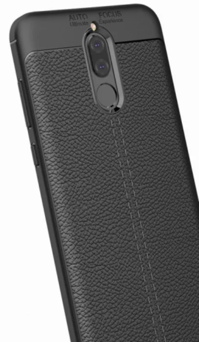 Huawei Mate 10 Lite Kılıf Deri Görünümlü Parmak İzi Bırakmaz Niss Silikon - Lacivert