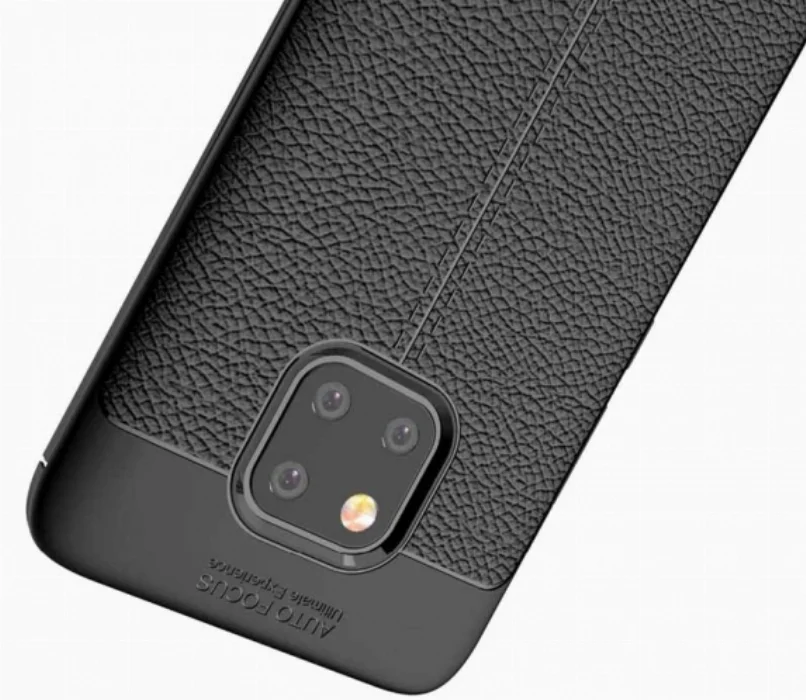 Huawei Mate 20 Pro Kılıf Deri Görünümlü Parmak İzi Bırakmaz Niss Silikon - Siyah