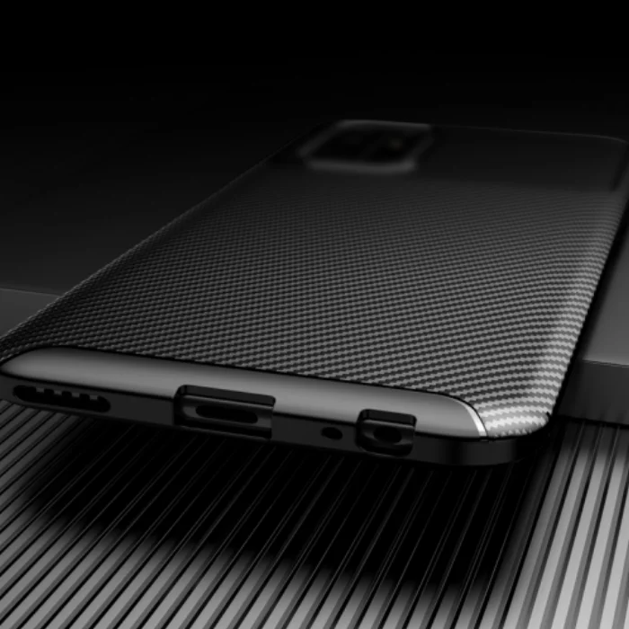 Huawei P Smart 2021 Kılıf Karbon Serisi Mat Fiber Silikon Negro Kapak - Lacivert