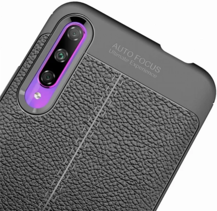 Huawei P Smart Pro 2019 Kılıf Deri Görünümlü Parmak İzi Bırakmaz Niss Silikon - Lacivert