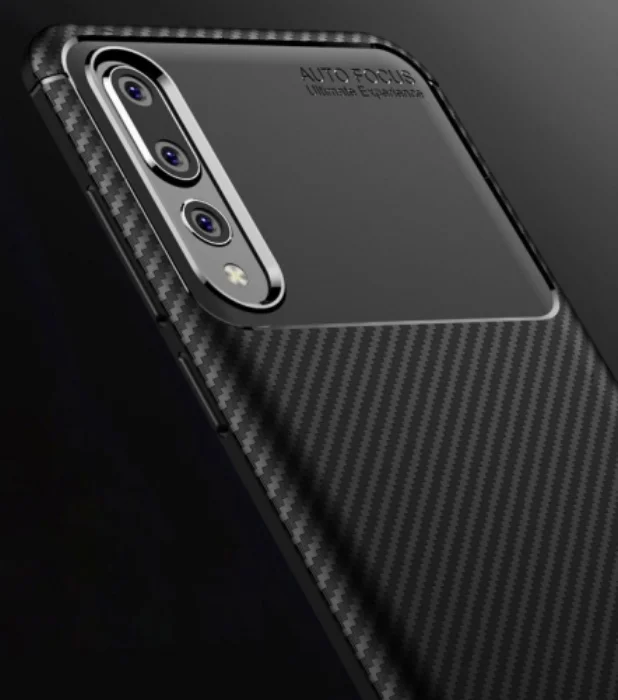 Huawei P20 Pro Kılıf Karbon Serisi Mat Fiber Silikon Negro Kapak - Lacivert