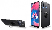 Huawei P30 Lite Kılıf Renkli Silikon Yüzüklü Standlı Auto Focus Ravel Kapak - Siyah