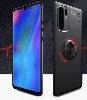 Huawei P30 Pro Kılıf Renkli Silikon Yüzüklü Standlı Auto Focus Ravel Kapak - Kırmızı - Siyah