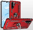 Huawei P30 Pro Kılıf Silikon Zırhlı Standlı Yüzüklü Mıknatıslı Tank Kapak - Kırmızı