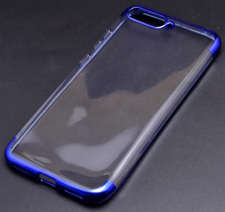 Huawei Y6 2018 Kılıf Renkli Köşeli Lazer Şeffaf Esnek Silikon - Mavi