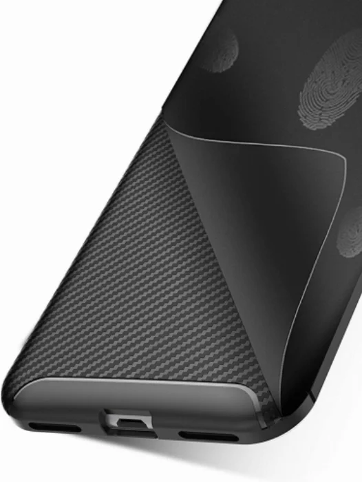 Huawei Y6 2019 Kılıf Karbon Serisi Mat Fiber Silikon Negro Kapak - Siyah
