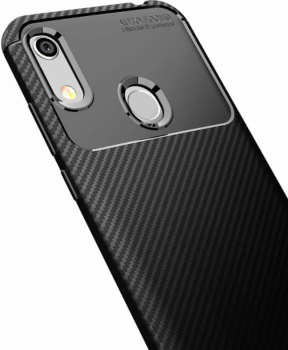 Huawei Y6 2019 Kılıf Karbon Serisi Mat Fiber Silikon Negro Kapak - Siyah