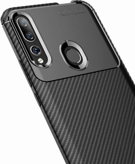 Huawei Y9 Prime 2019 Kılıf Karbon Serisi Mat Fiber Silikon Negro Kapak - Siyah
