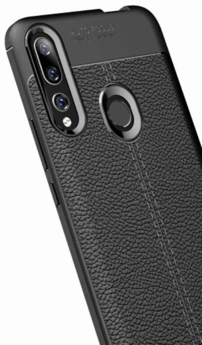 Huawei Y9 Prime 2019 Kılıf Deri Görünümlü Parmak İzi Bırakmaz Niss Silikon - Siyah