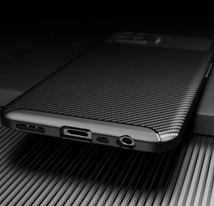 Oppo A73 Kılıf Karbon Serisi Mat Fiber Silikon Negro Kapak - Lacivert