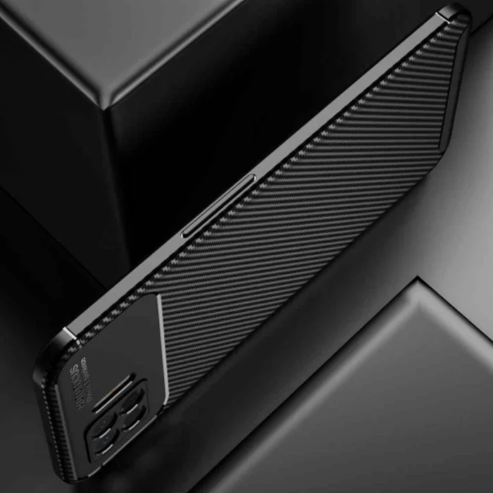 Oppo A73 Kılıf Karbon Serisi Mat Fiber Silikon Negro Kapak - Siyah