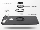 Oppo AX7 Kılıf Renkli Silikon Yüzüklü Standlı Auto Focus Ravel Kapak - Kırmızı - Siyah