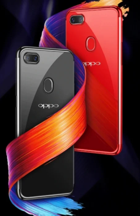 Oppo AX7 Kılıf Renkli Köşeli Lazer Şeffaf Esnek Silikon - Siyah