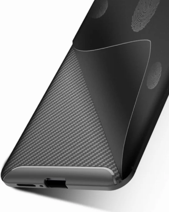 Oppo Reno 10x Zoom Kılıf Karbon Serisi Mat Fiber Silikon Negro Kapak - Siyah