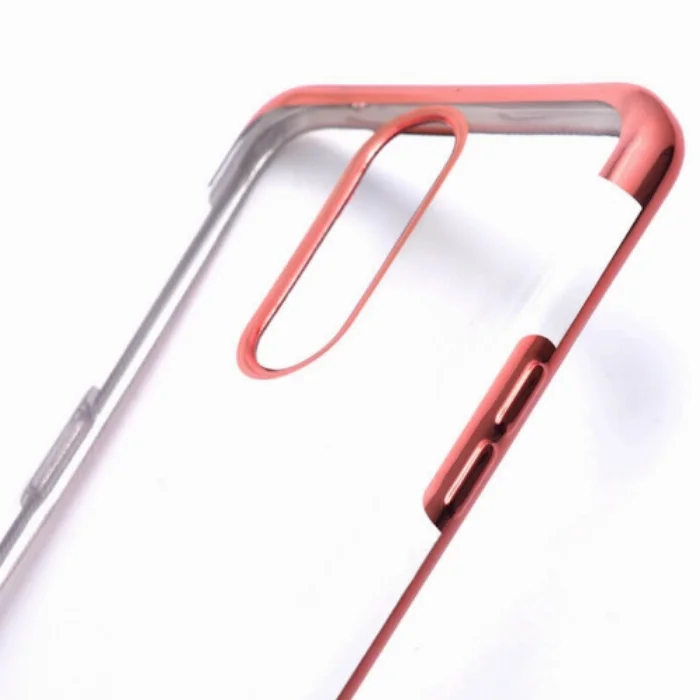 Oppo RX17 Pro Kılıf Renkli Köşeli Lazer Şeffaf Esnek Silikon - Rose Gold