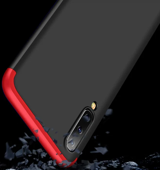 Samsung Galaxy A30s Kılıf 3 Parçalı 360 Tam Korumalı Rubber AYS Kapak  - Kırmızı - Siyah