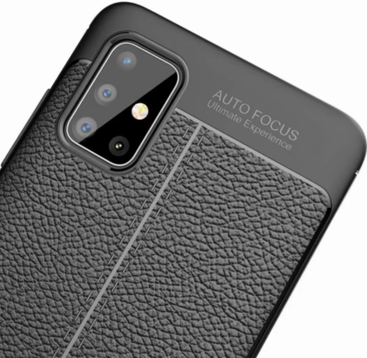 Samsung Galaxy A51 Kılıf Deri Görünümlü Parmak İzi Bırakmaz Niss Silikon - Siyah