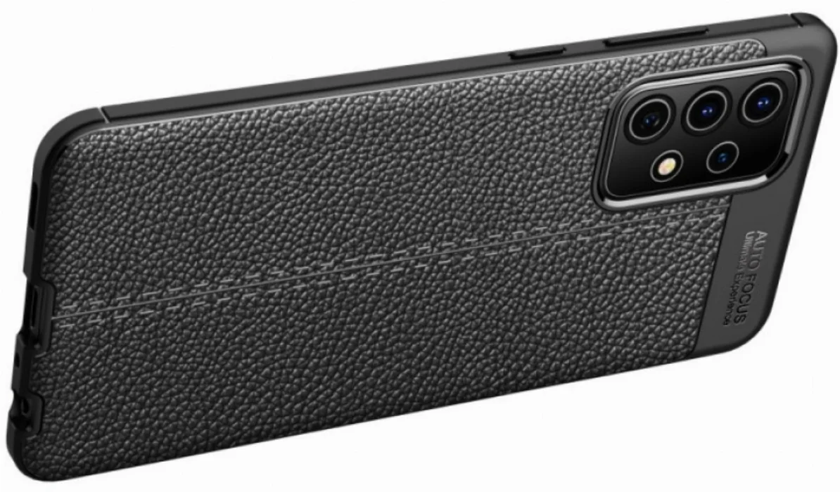 Samsung Galaxy A52 Kılıf Deri Görünümlü Parmak İzi Bırakmaz Niss Silikon - Siyah
