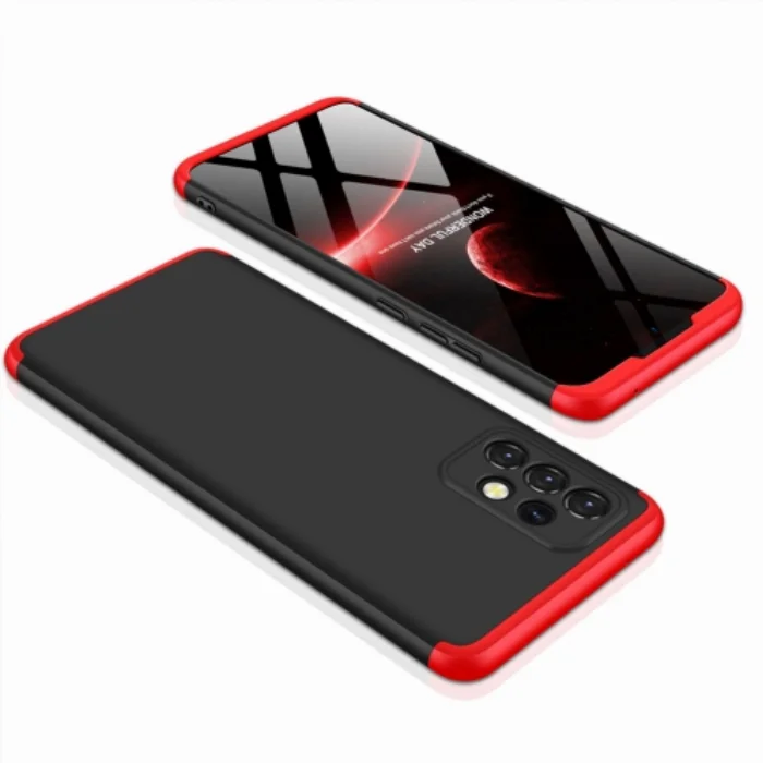 Samsung Galaxy A72 Kılıf 3 Parçalı 360 Tam Korumalı Rubber AYS Kapak - Kırmızı