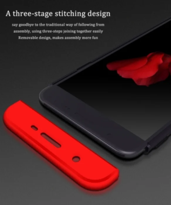Samsung Galaxy J7 Prime / J7 Prime 2 Kılıf 3 Parçalı 360 Tam Korumalı Rubber AYS Kapak  - Kırmızı