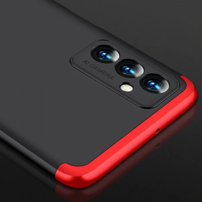 Samsung Galaxy M23 5G Kılıf 3 Parçalı 360 Tam Korumalı Rubber AYS Kapak  - Kırmızı - Siyah